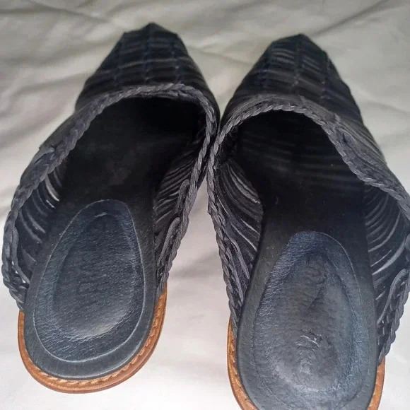 Sundance Veracruz Bella Notte leather Stacked Heel Boho Mules - Picture 4 of 16